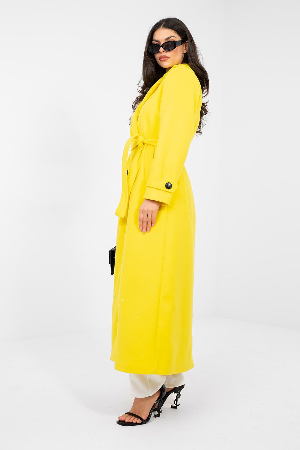 Women's Belted Double Breasted Trench Coat — Black