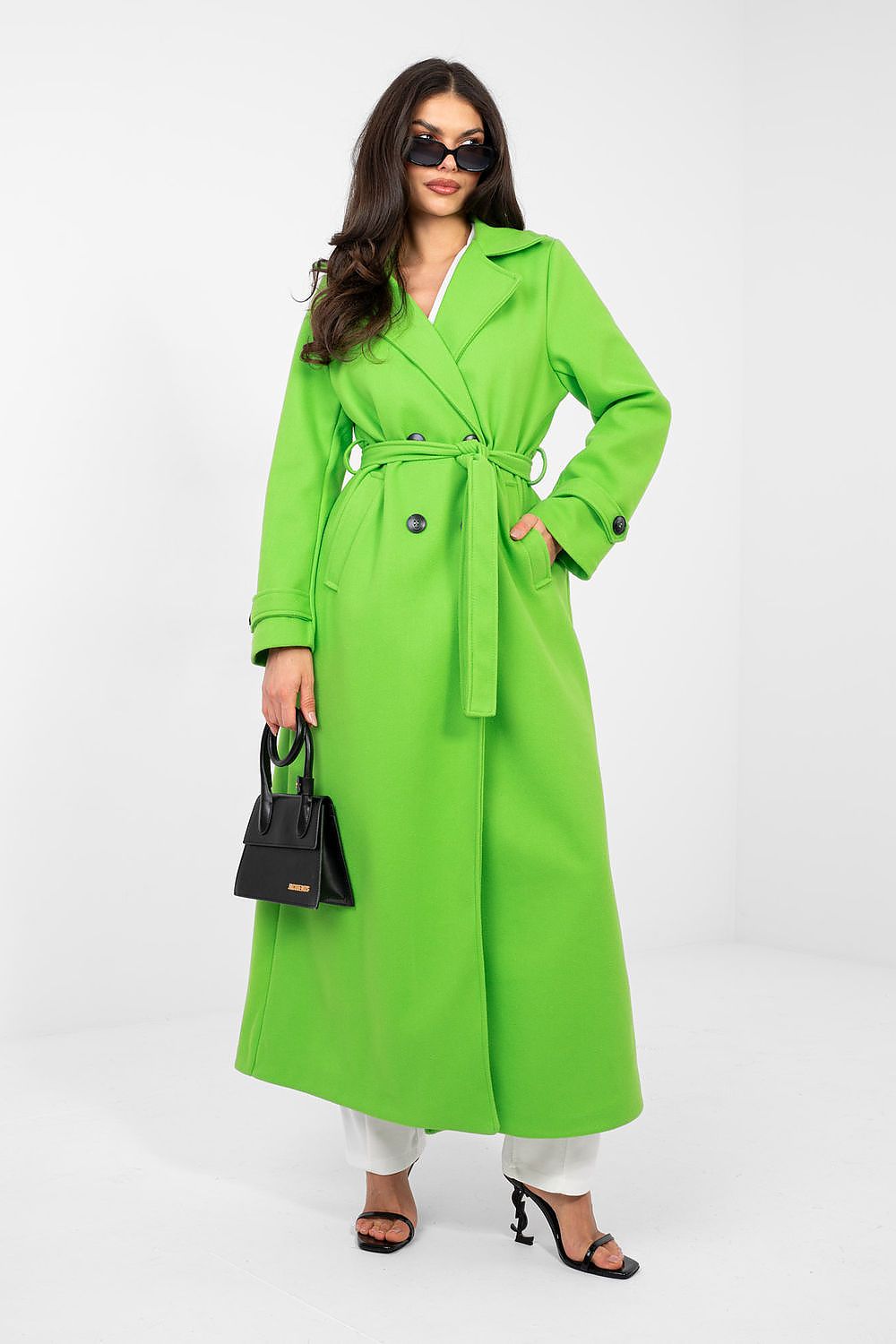 Women's Belted Double Breasted Trench Coat — Black