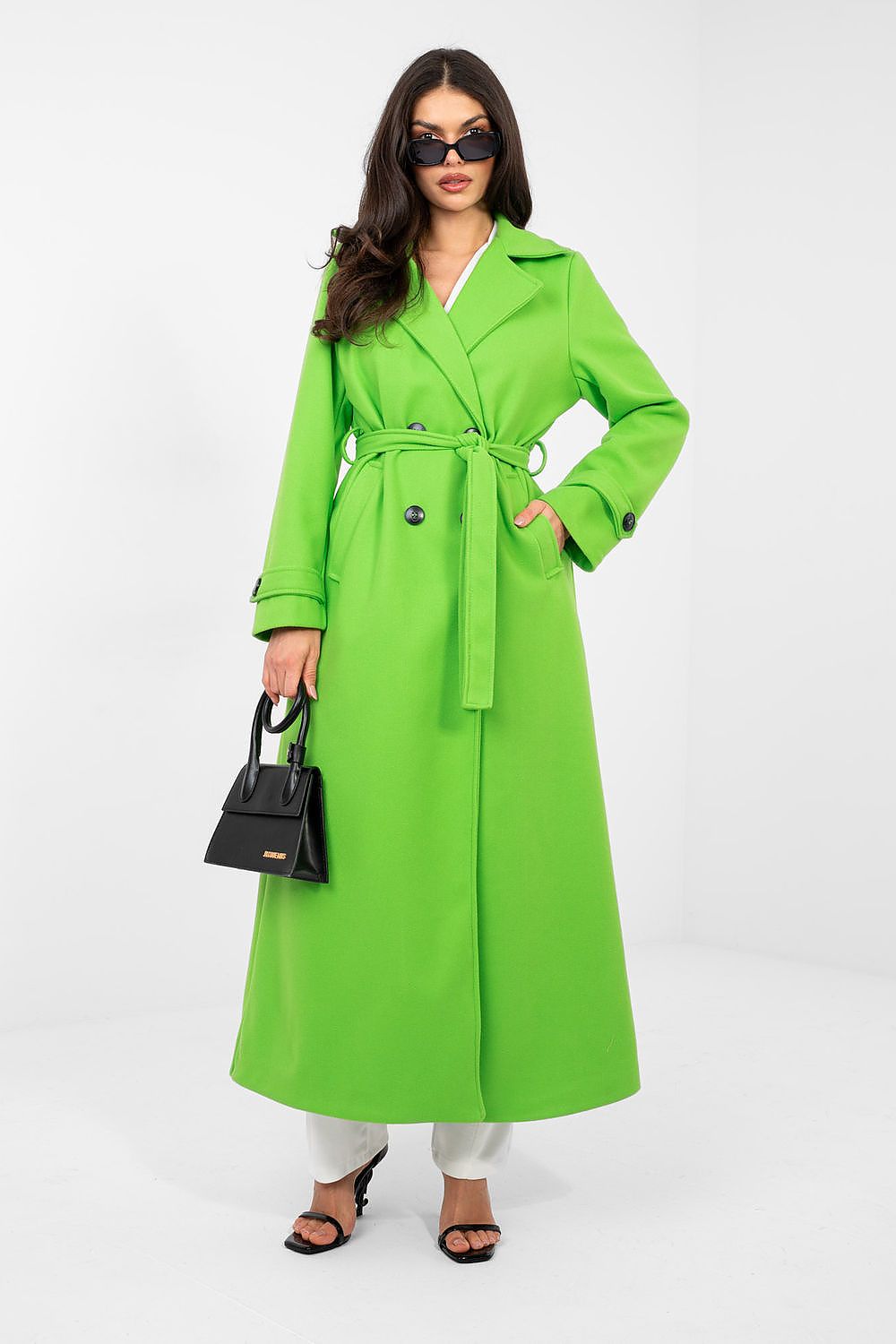 Women's Belted Double Breasted Trench Coat — Black
