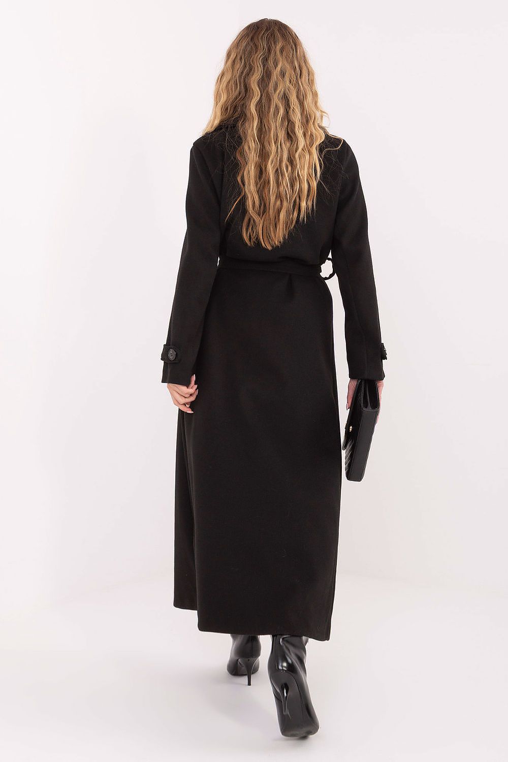 Women's Belted Double Breasted Trench Coat — Black