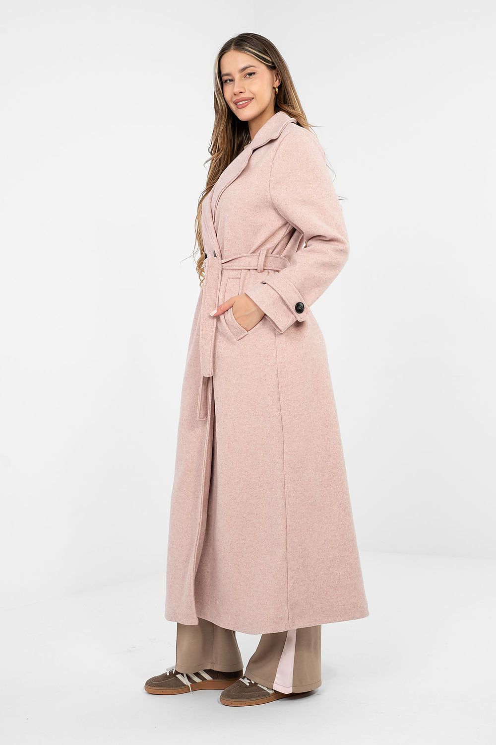 Women's Belted Double Breasted Trench Coat — Black