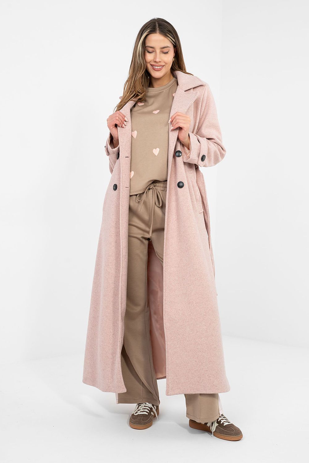 Women's Belted Double Breasted Trench Coat — Black