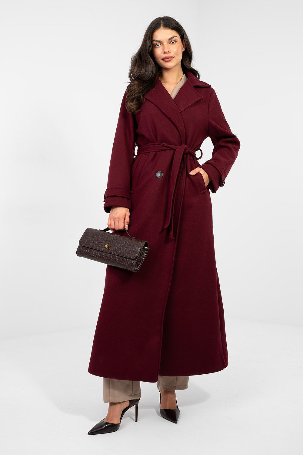 Women's Belted Double Breasted Trench Coat — Black
