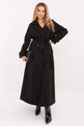 Women's Belted Double Breasted Trench Coat — Black