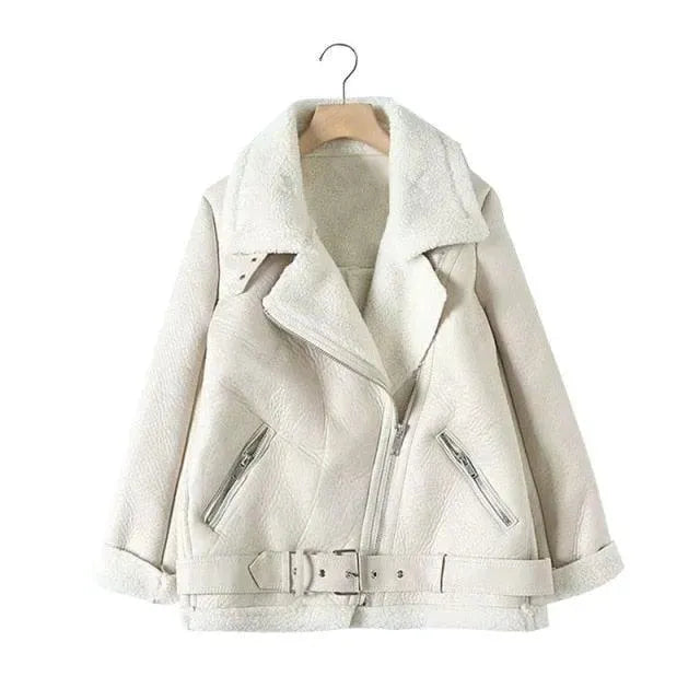 Women’s Belted Moto Bomber Jacket Style