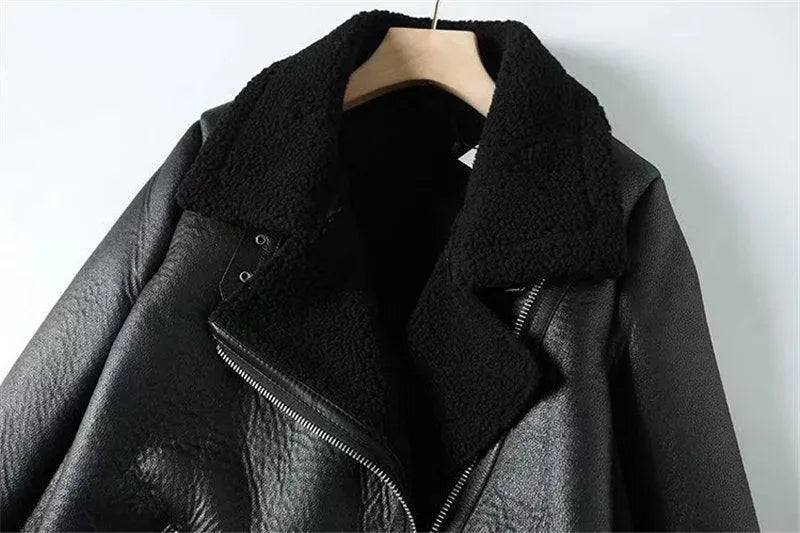 Women’s Belted Moto Bomber Jacket Style