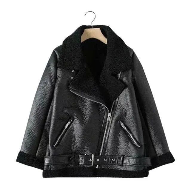 Women’s Belted Moto Bomber Jacket Style