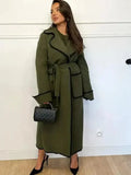 Women's Belted Trench Coat Longline Oversized Style