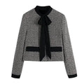 Women’s Bow Tweed Blazer Jacket Formal Style