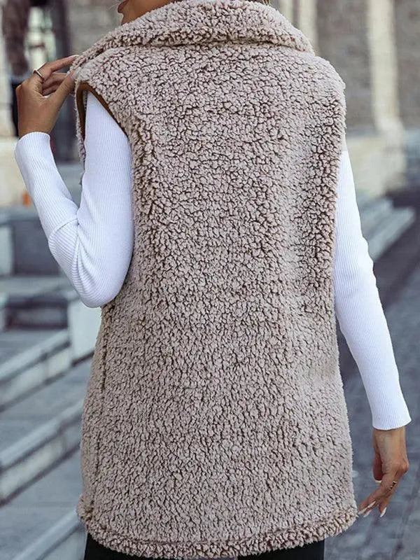 Women's Cape Coat Longline Sleeveless Button Style