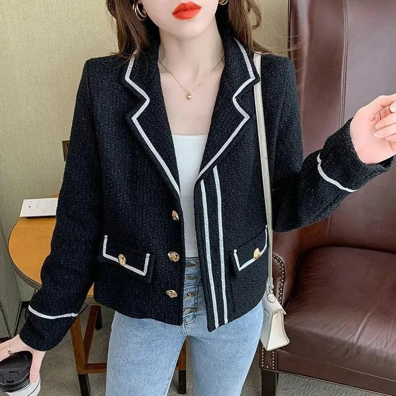 Women’s Collared Tweed Jacket Office Style