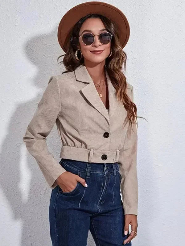 Women’s Corduroy Cropped Jacket Slim Style
