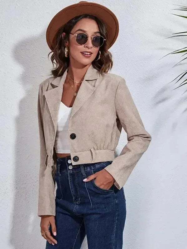 Women’s Corduroy Cropped Jacket Slim Style