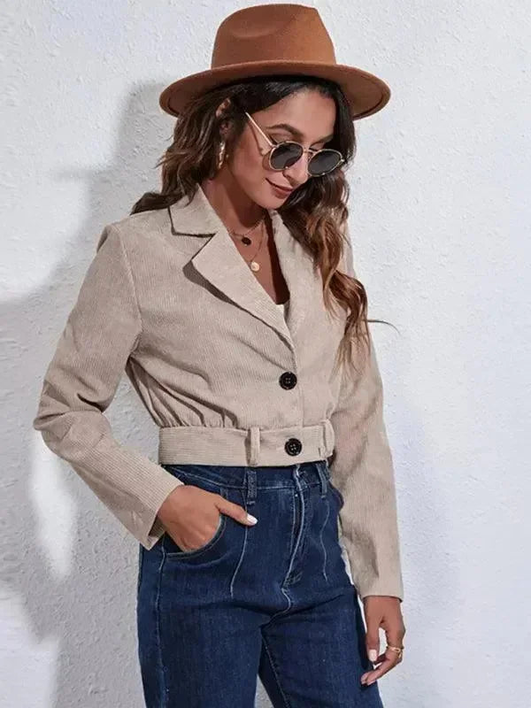 Women’s Corduroy Cropped Jacket Slim Style