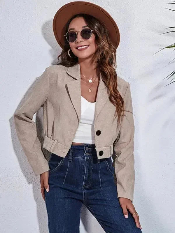 Women’s Corduroy Cropped Jacket Slim Style