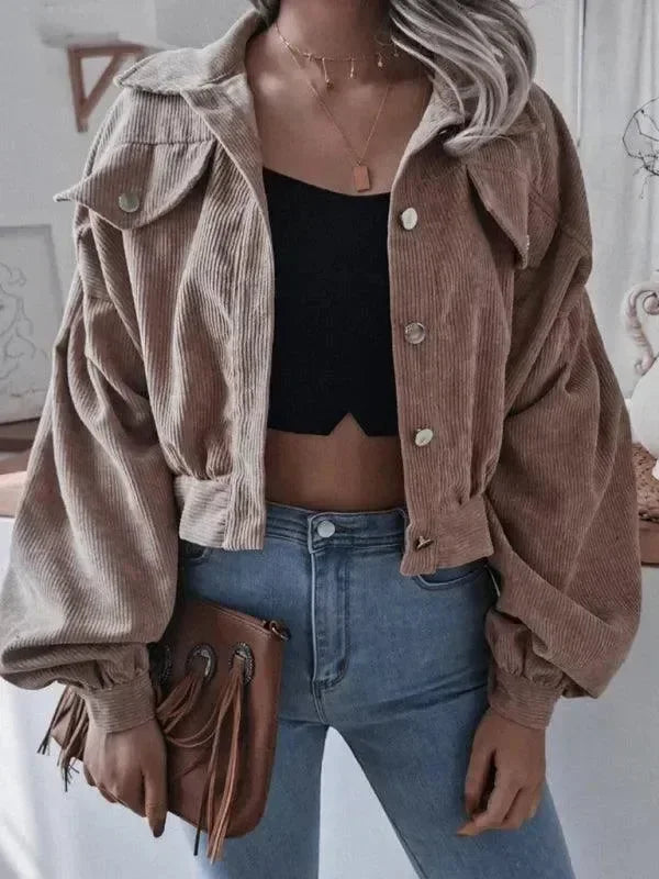 Women’s Cropped Bolero Jacket Lantern Sleeve Style