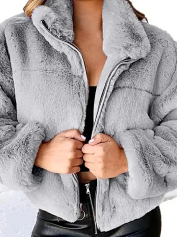 Women’s Cropped Fleece Jacket Casual Style