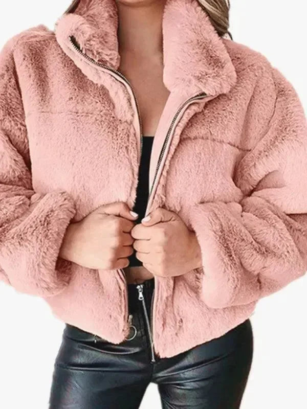 Women’s Cropped Fleece Jacket Casual Style