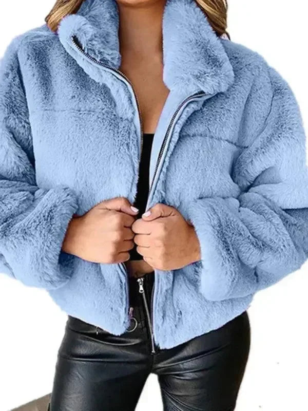 Women’s Cropped Fleece Jacket Casual Style