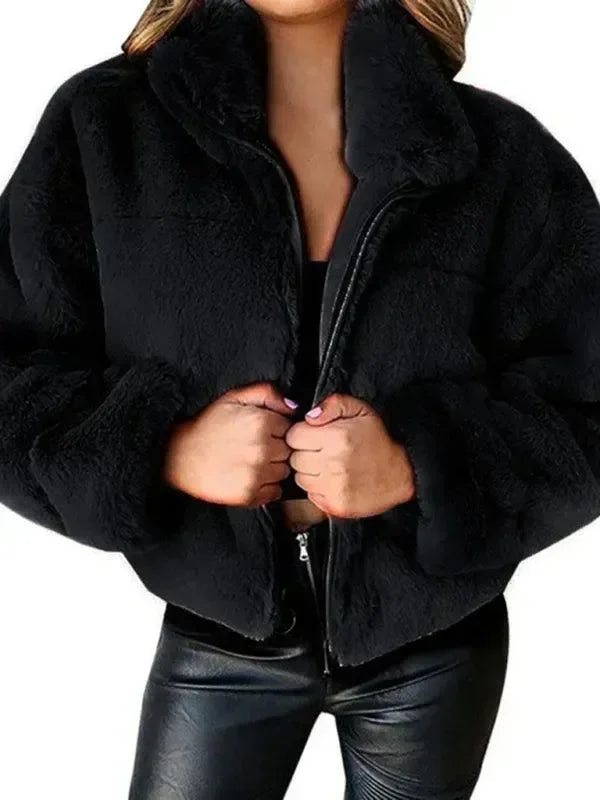 Women’s Cropped Fleece Jacket Casual Style