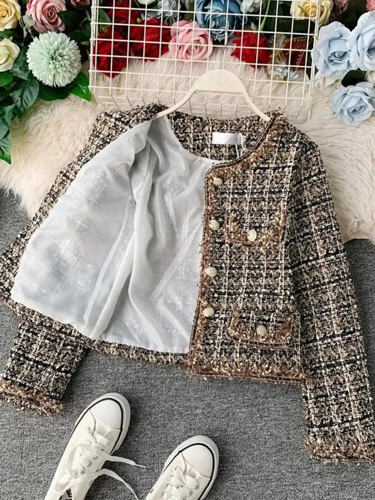 Women’s Cropped Plaid Tweed Jacket Style
