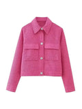 Women’s Cropped Tweed Collar Jacket Style