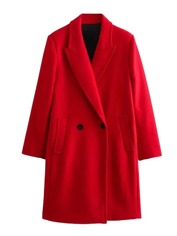 Women's Double Breasted Overcoat Loose Fit Long Style