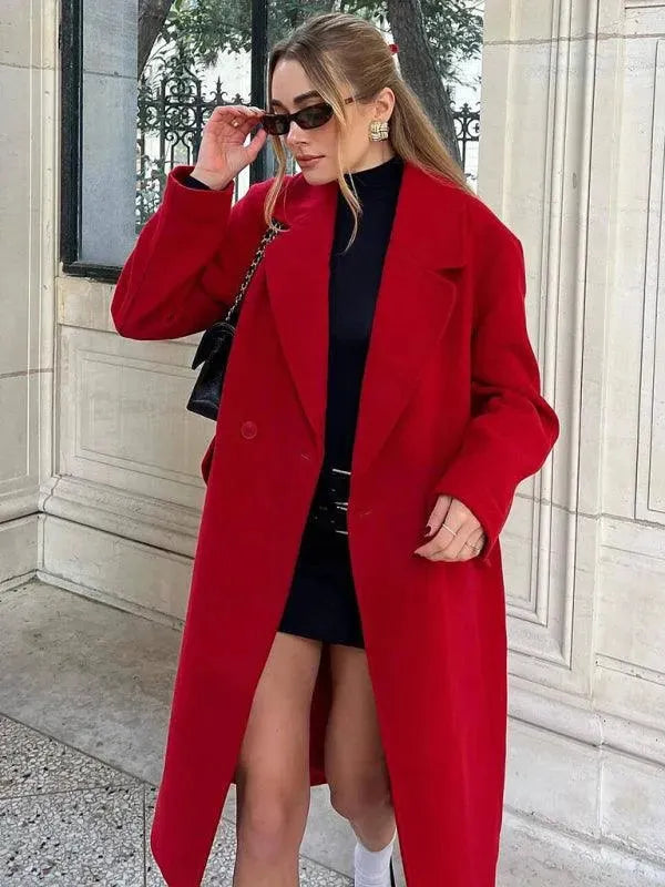 Women's Double Breasted Overcoat Loose Fit Long Style