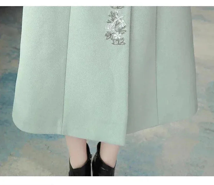 Women's Embroidered Trench Coat Slim Fit Design