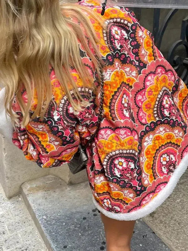 Women's Floral Overcoat Open Front Casual Style