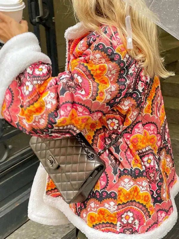 Women's Floral Overcoat Open Front Casual Style