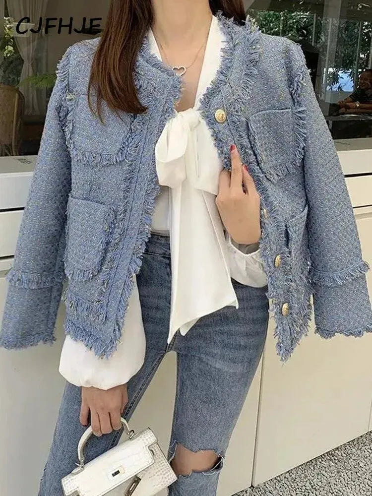 Women’s Fringe Plaid Blazer Jacket Style