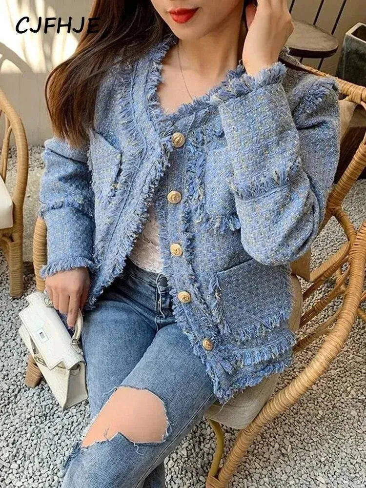 Women’s Fringe Plaid Blazer Jacket Style