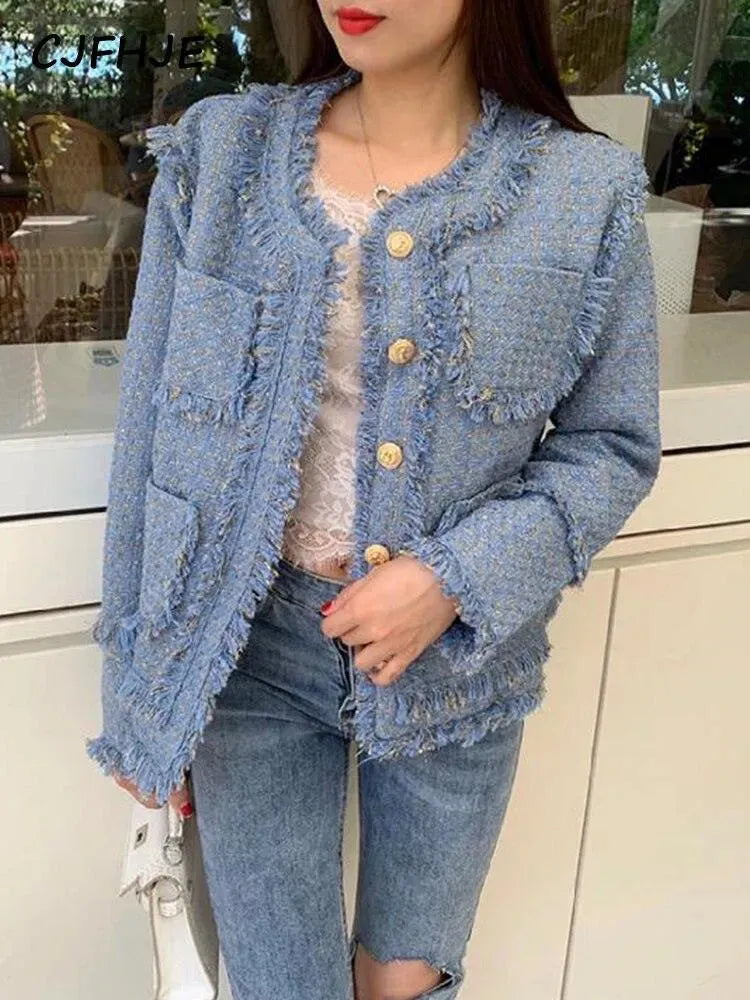 Women’s Fringe Plaid Blazer Jacket Style