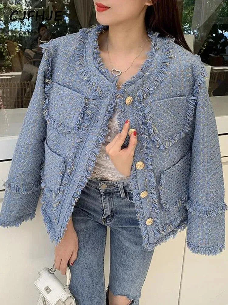 Women’s Fringe Plaid Blazer Jacket Style