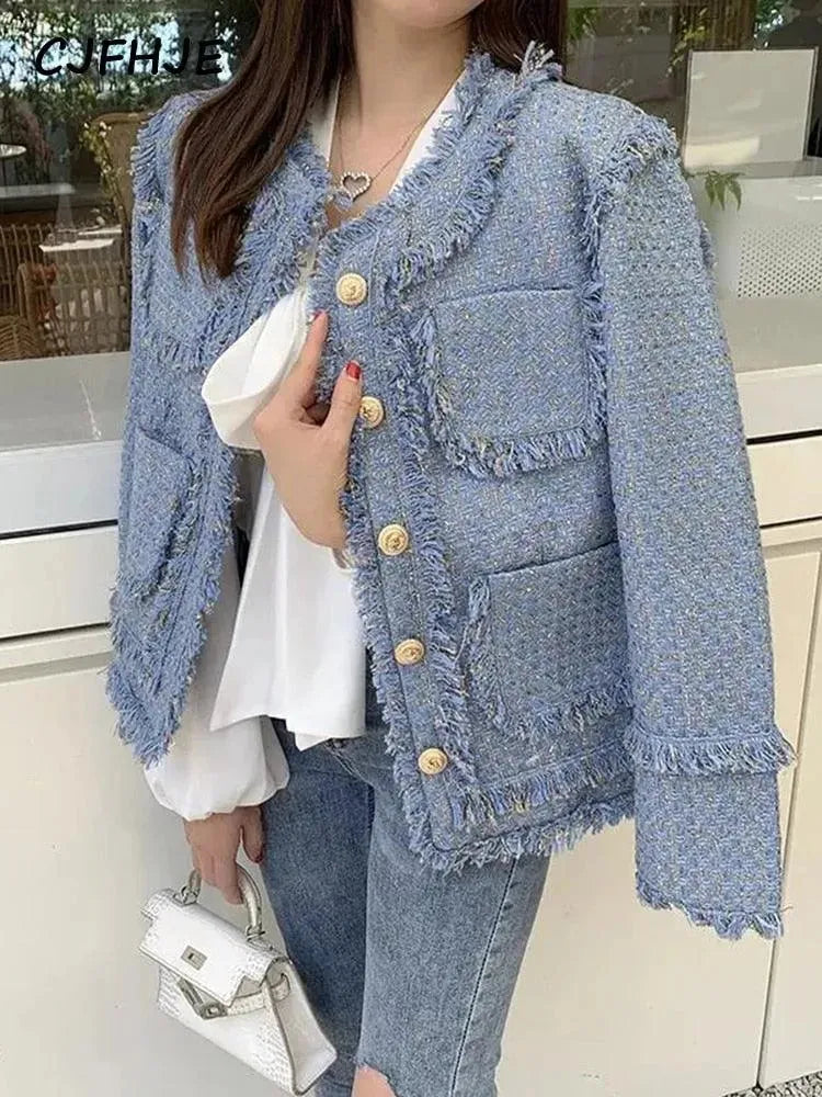 Women’s Fringe Plaid Blazer Jacket Style