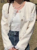 Women’s Fringe Tweed Jacket Textured Style