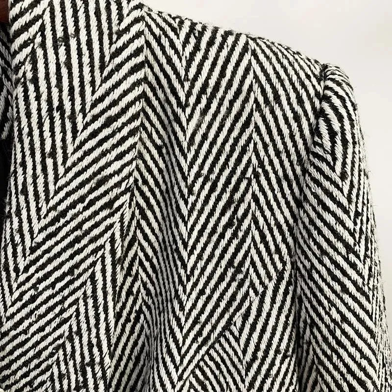 Women's Herringbone Overcoat Slim Structured Style