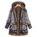 Women's Hooded Floral Coat Warm Casual Style