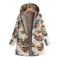 Women's Hooded Floral Overcoat Loose Fit Style