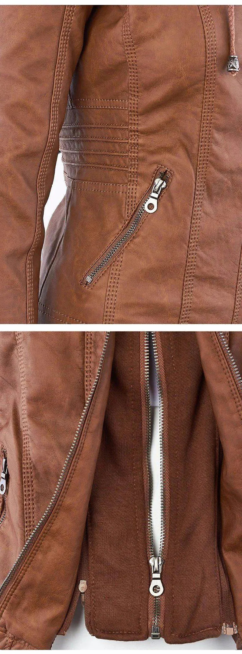 Women’s Hooded Leather Bomber Jacket Style