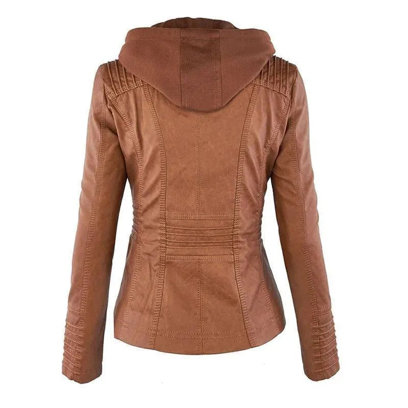 Women’s Hooded Leather Bomber Jacket Style