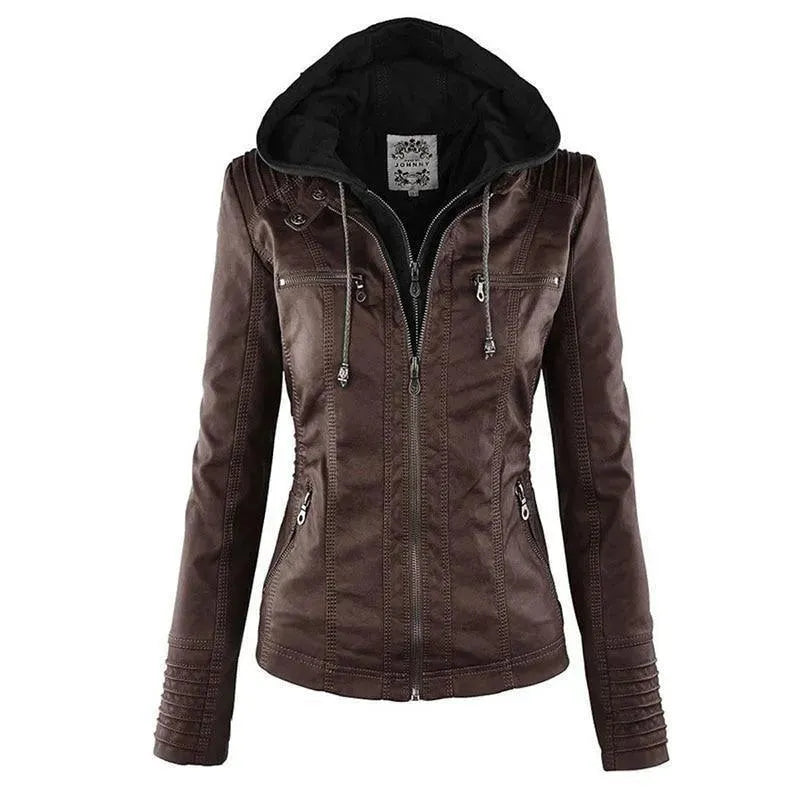 Women’s Hooded Leather Bomber Jacket Style