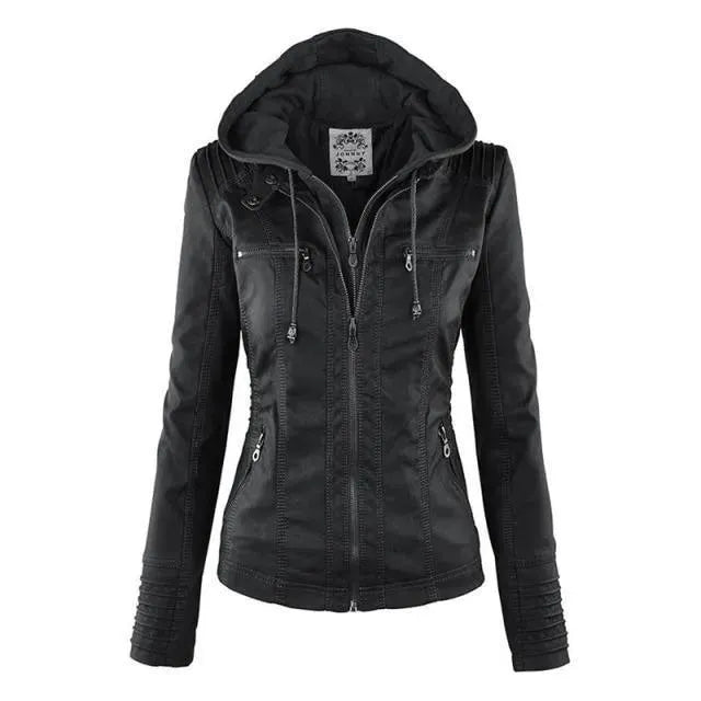 Women’s Hooded Leather Bomber Jacket Style