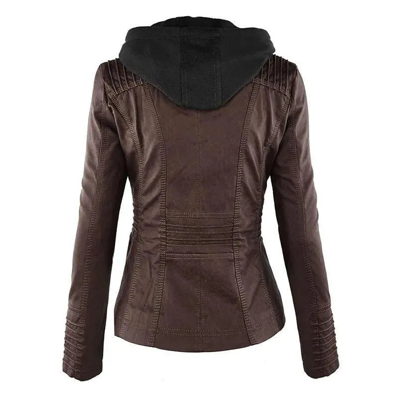 Women’s Hooded Leather Bomber Jacket Style