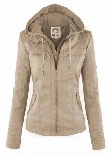 Women’s Hooded Leather Bomber Jacket Style