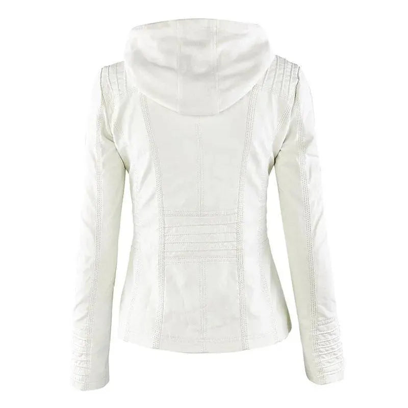 Women’s Hooded Leather Bomber Jacket Style