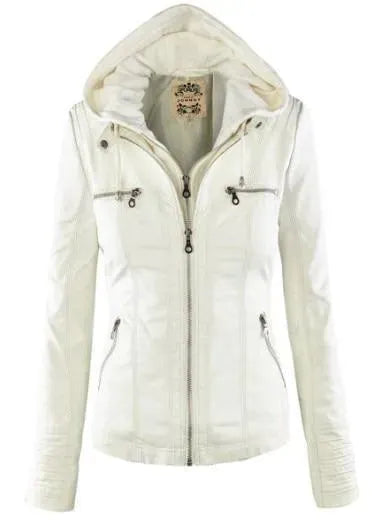 Women’s Hooded Leather Bomber Jacket Style