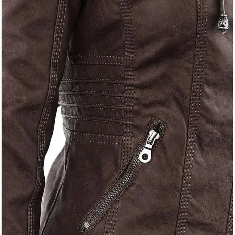 Women’s Hooded Leather Bomber Jacket Style