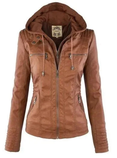 Women’s Hooded Leather Bomber Jacket Style